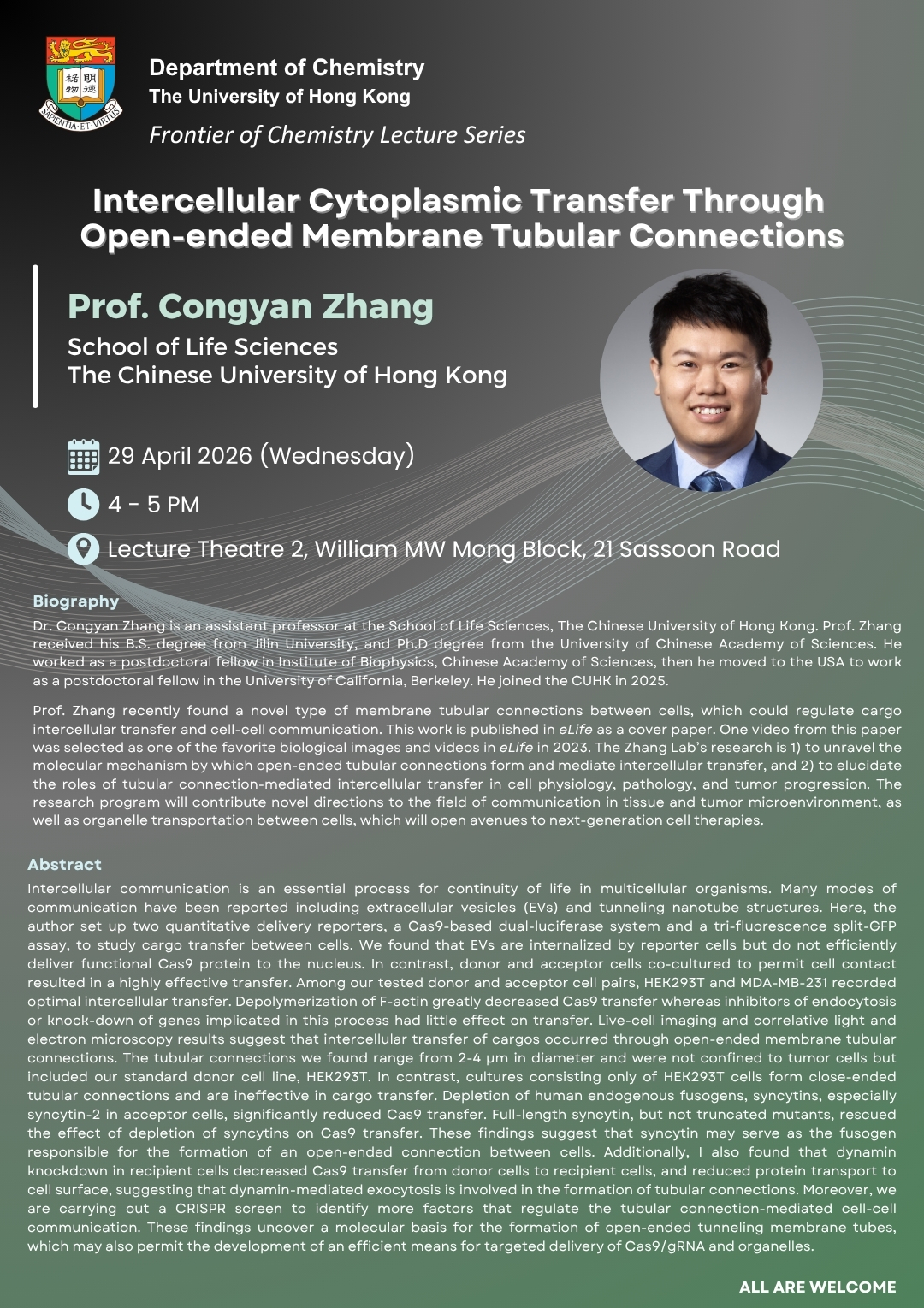 Self Photos / Files - Prof. Congyan Zhang Seminar Poster