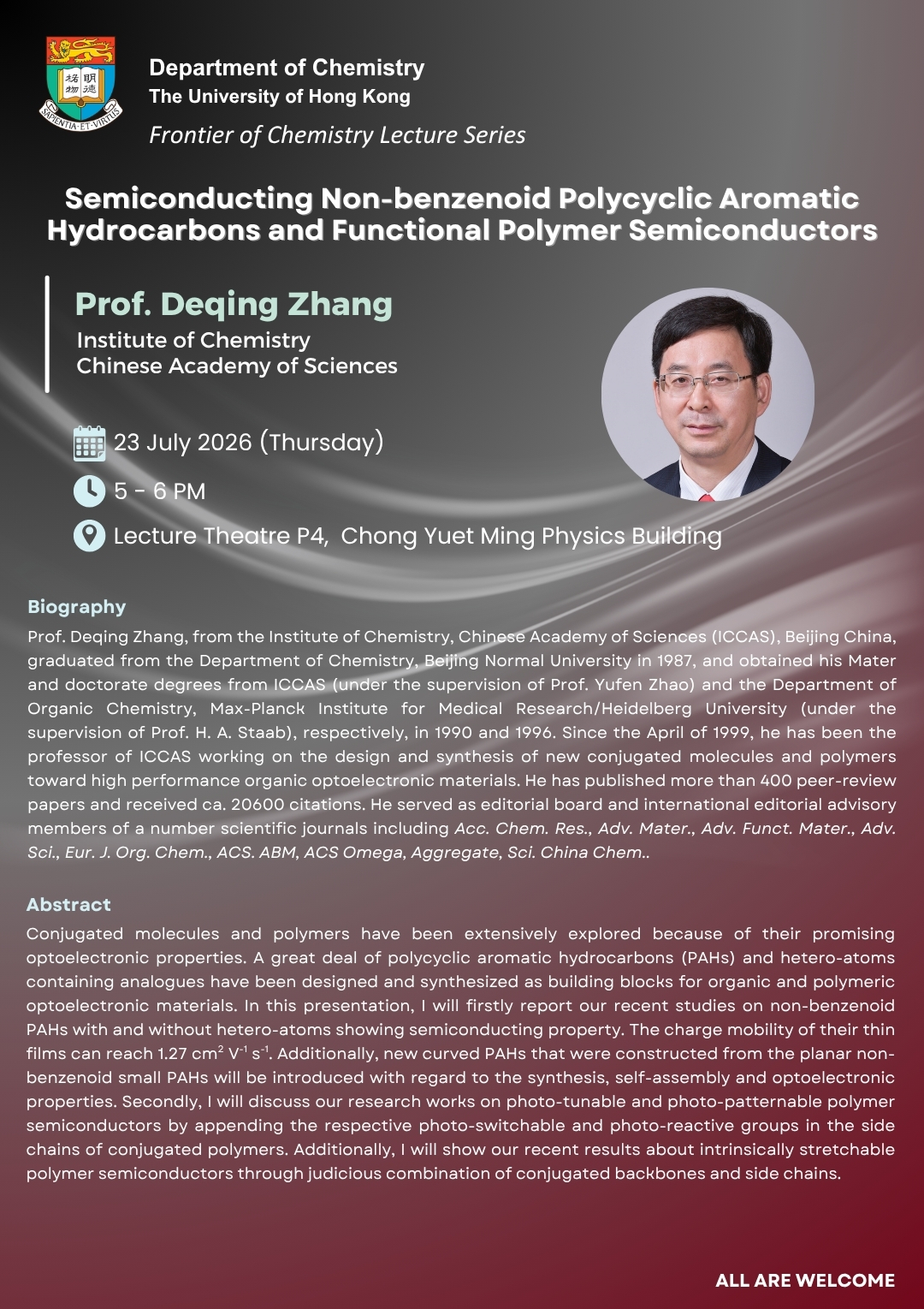 Self Photos / Files - Prof. Deqing Zhang Seminar Poster