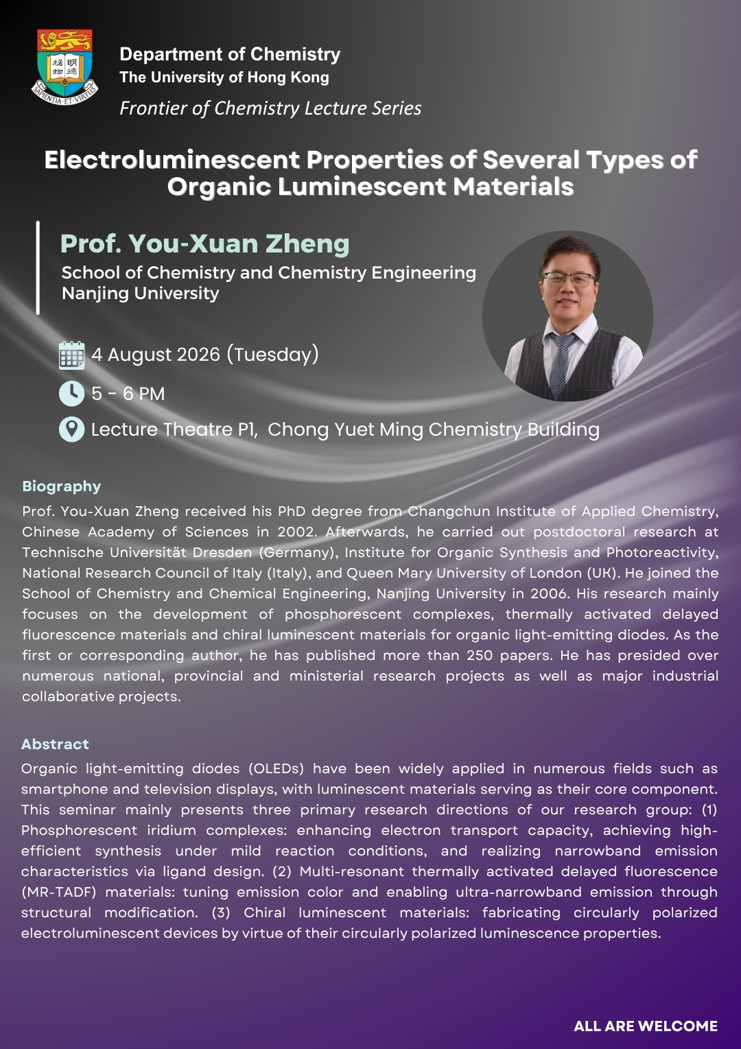 Self Photos / Files - Prof. You-Xuan Zheng Seminar Poster