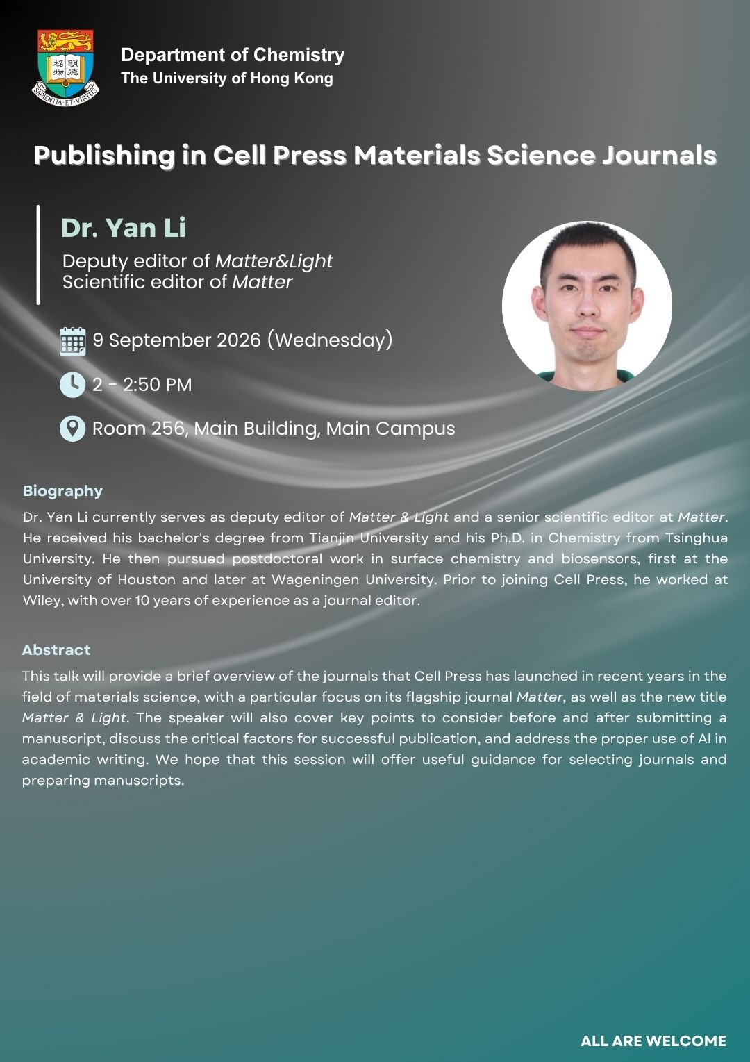 Self Photos / Files - 20260909_Dr. Yan Li Seminar Poster